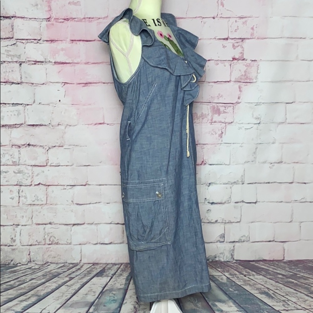 DECK BOAT DRESS!! Ralph Lauren Blue Ruffled Dress - Picture 4 of 10